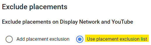 Use placement exclusion list option in Google Ads campaign settings.